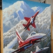 Na podej  F5E Tiger /Patrouille Suisse/   pltno,akryl, 58x75cm    18 000,-CZK